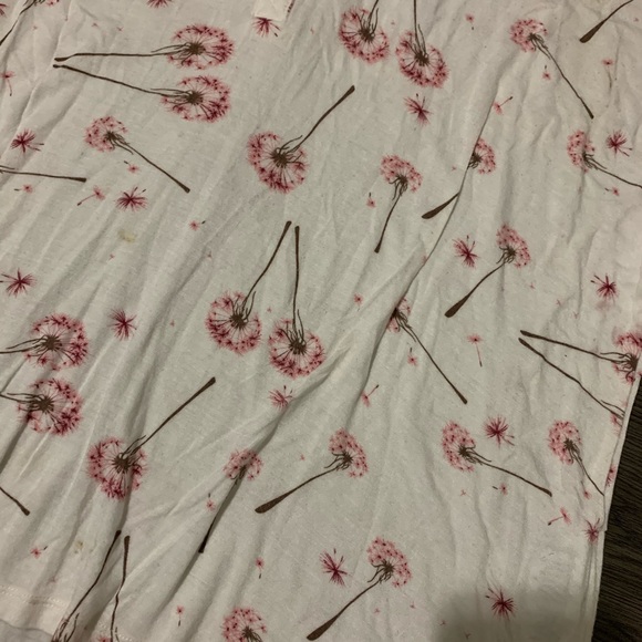 Ricki’s cream top pink dandelion print high low L - Picture 7 of 12